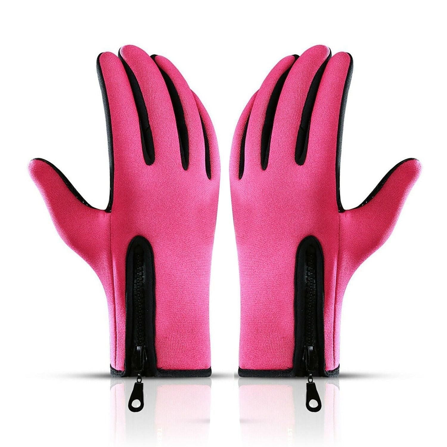 Touch Screen Snow Cycling Hand Gloves - Pink L