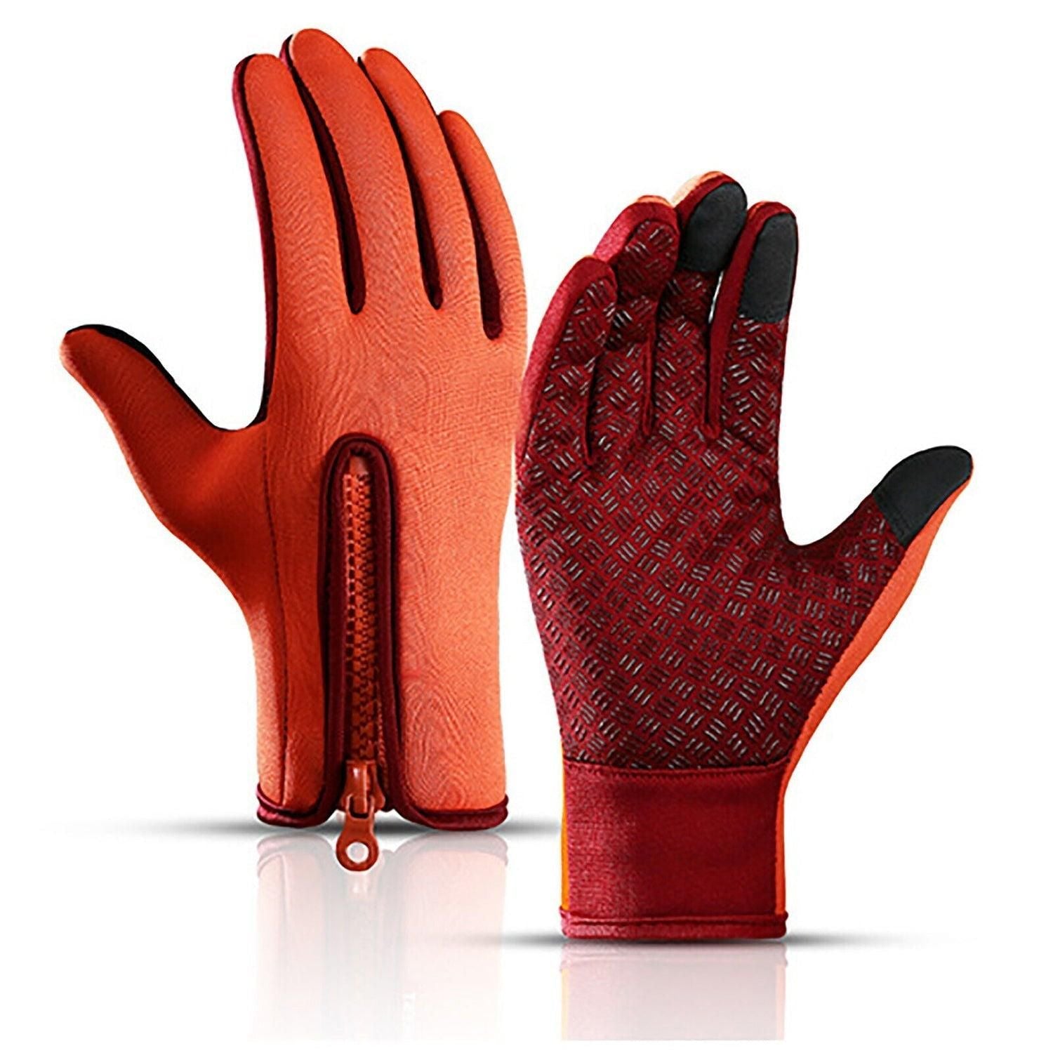 Touch Screen Snow Cycling Hand Gloves - Orange M