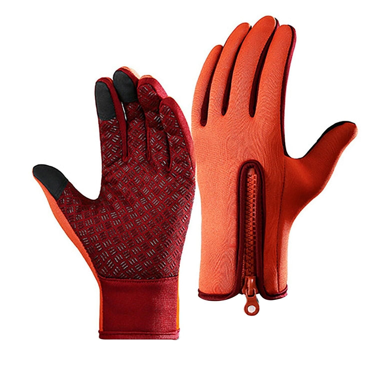 Touch Screen Snow Cycling Hand Gloves - Orange M