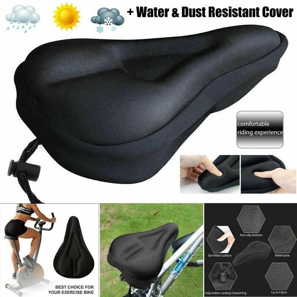 Cycling Seat Cover Silicone Thick Gel Bike Bicycle Saddle Cushion Pad Comfort AU-Black