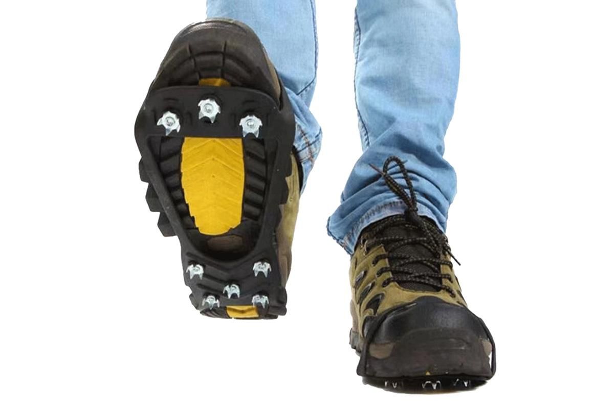 2 Pairs Ice Cleats Traction Crampons Snow Grips with 8 Spikes for Boots Shoes - For EU40-45