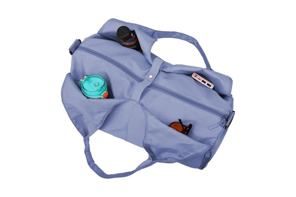 Gym Tote Bag with Shoe Compartment and Wet Dry Storage Pockets for Women Travel Duffel Bag Yoga Gym Bags with Yoga Mat Holder -Blue