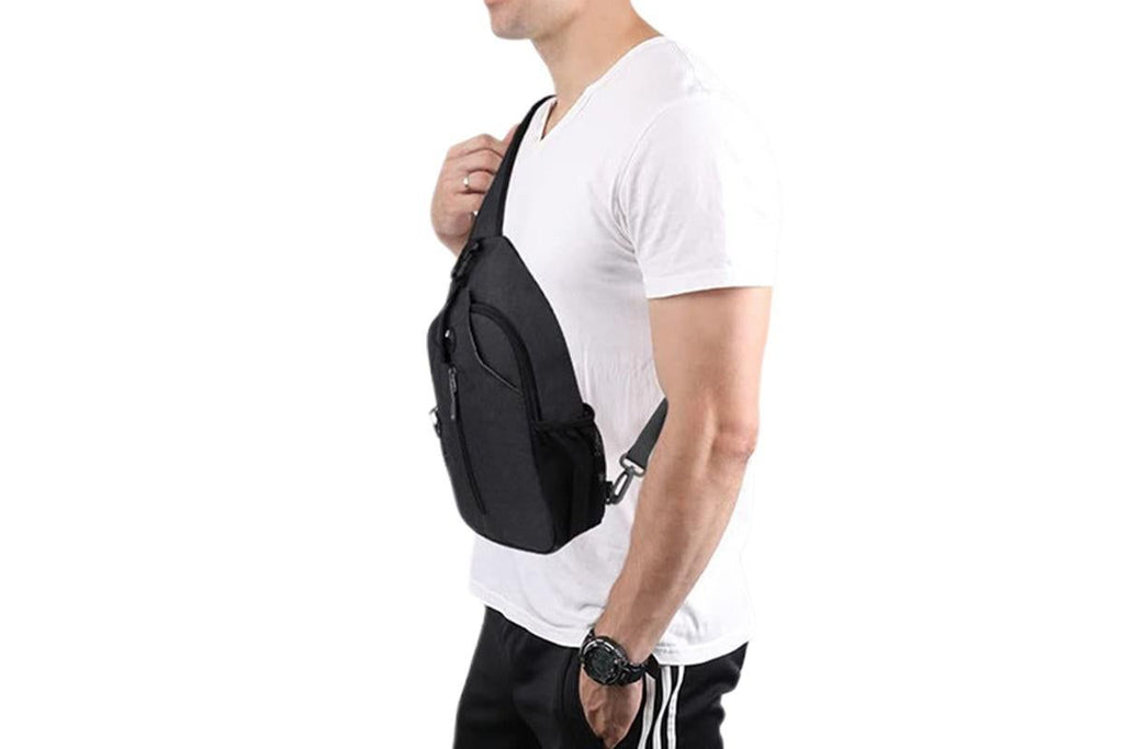Water Resistant Crossbody Sling Backpack Sling Bag Travel Hiking Chest Bag Daypack - Black