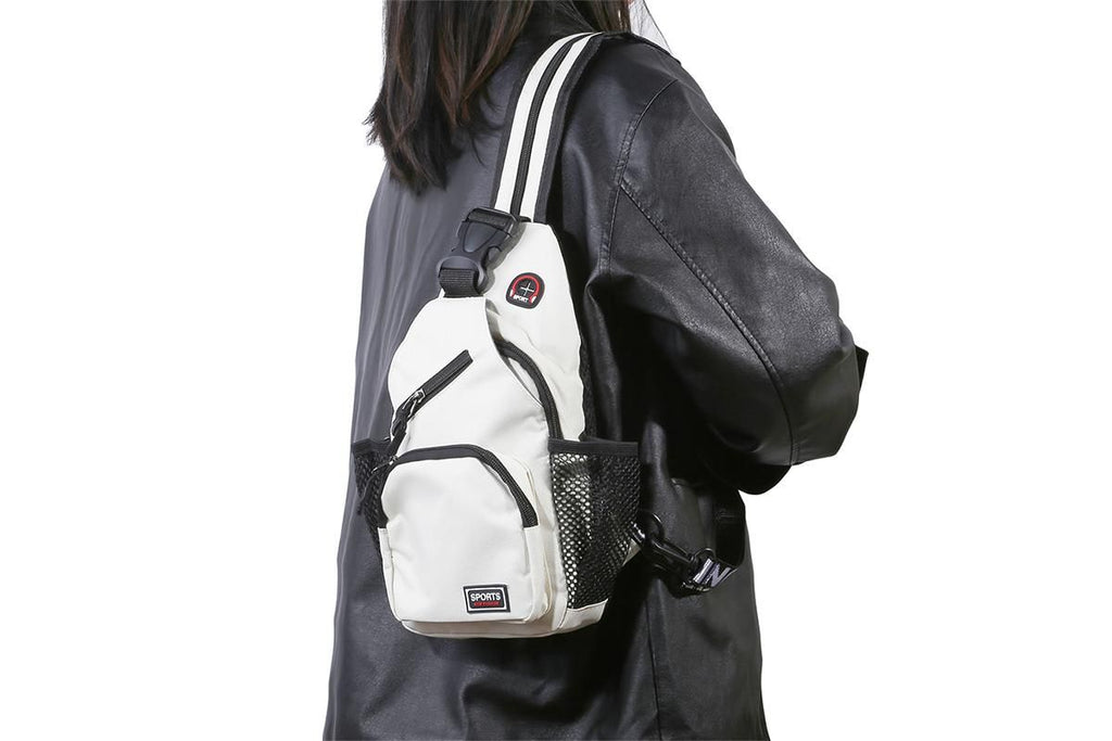 Water-resistant Chest Pack Outdoor Travel Shoulder Sling Backpack Crossbody Bag -White