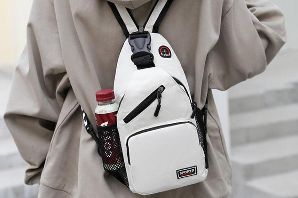 Water-resistant Chest Pack Outdoor Travel Shoulder Sling Backpack Crossbody Bag -White