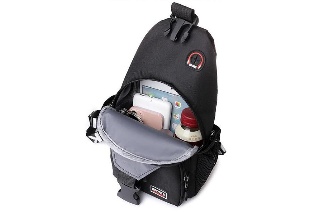 Water-resistant Chest Pack Outdoor Travel Shoulder Sling Backpack Crossbody Bag -Black