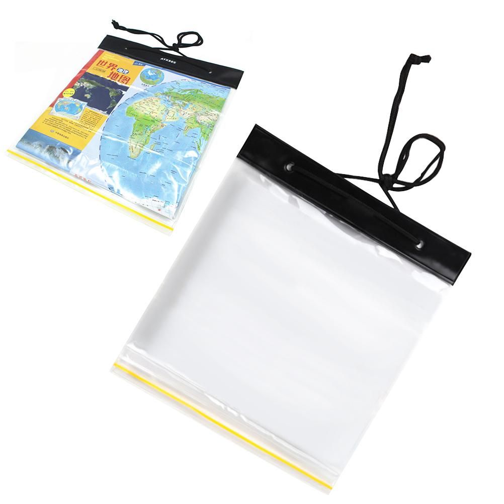 Outdoor Waterproof Map Bag Plastic Self-sealing Bag Transparent Stationery Bag White (Without Map)