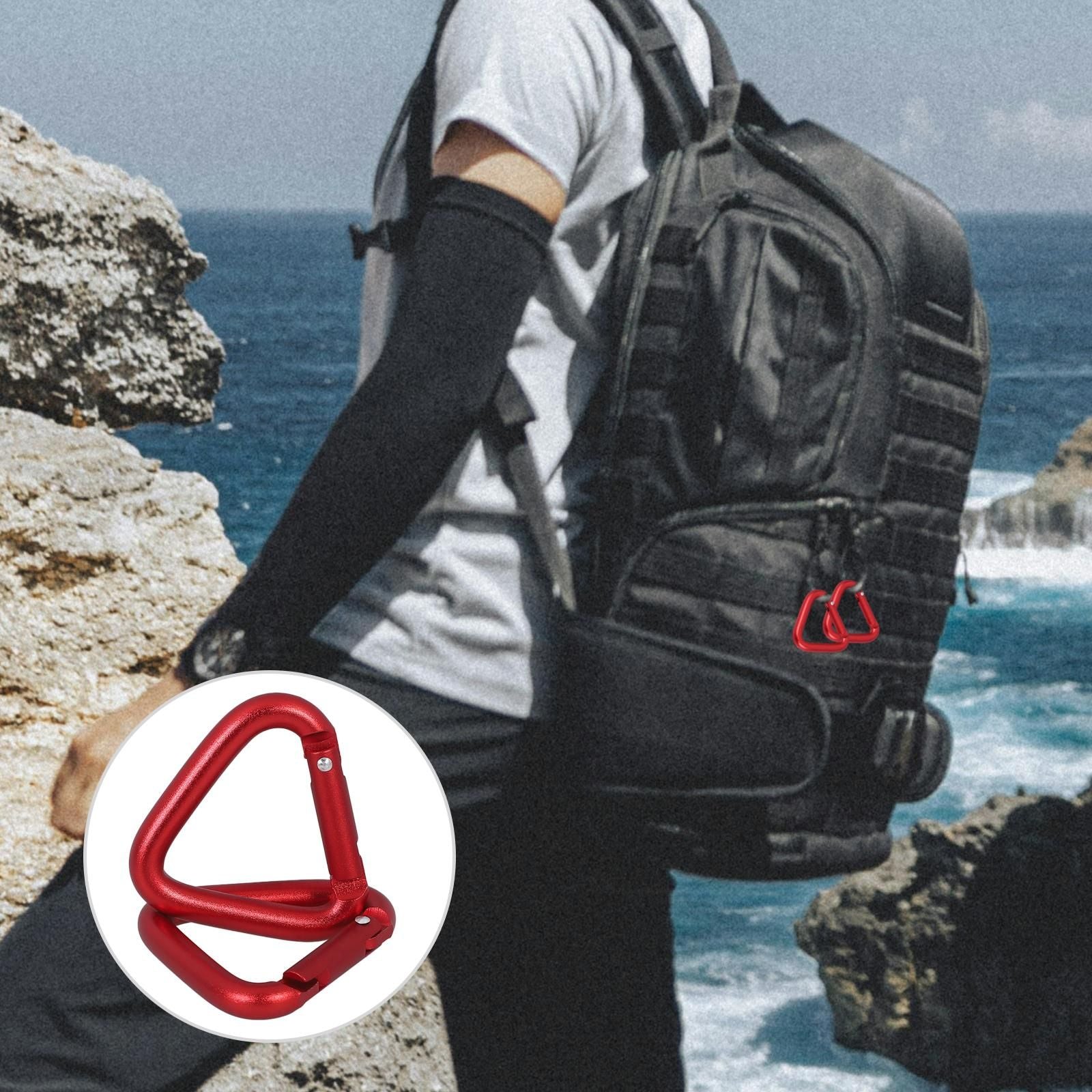 2Pcs Climbing Buckles Climbing Carabiners Triangle Hanging Buckles Locking Climb Carabiners