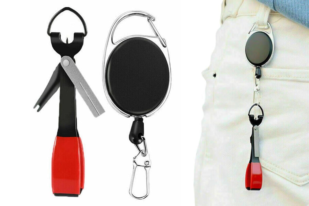 Fishing Knot Tying Tool Fast Line Clippers Tie Tippet Cutter Nipper - Red and Black