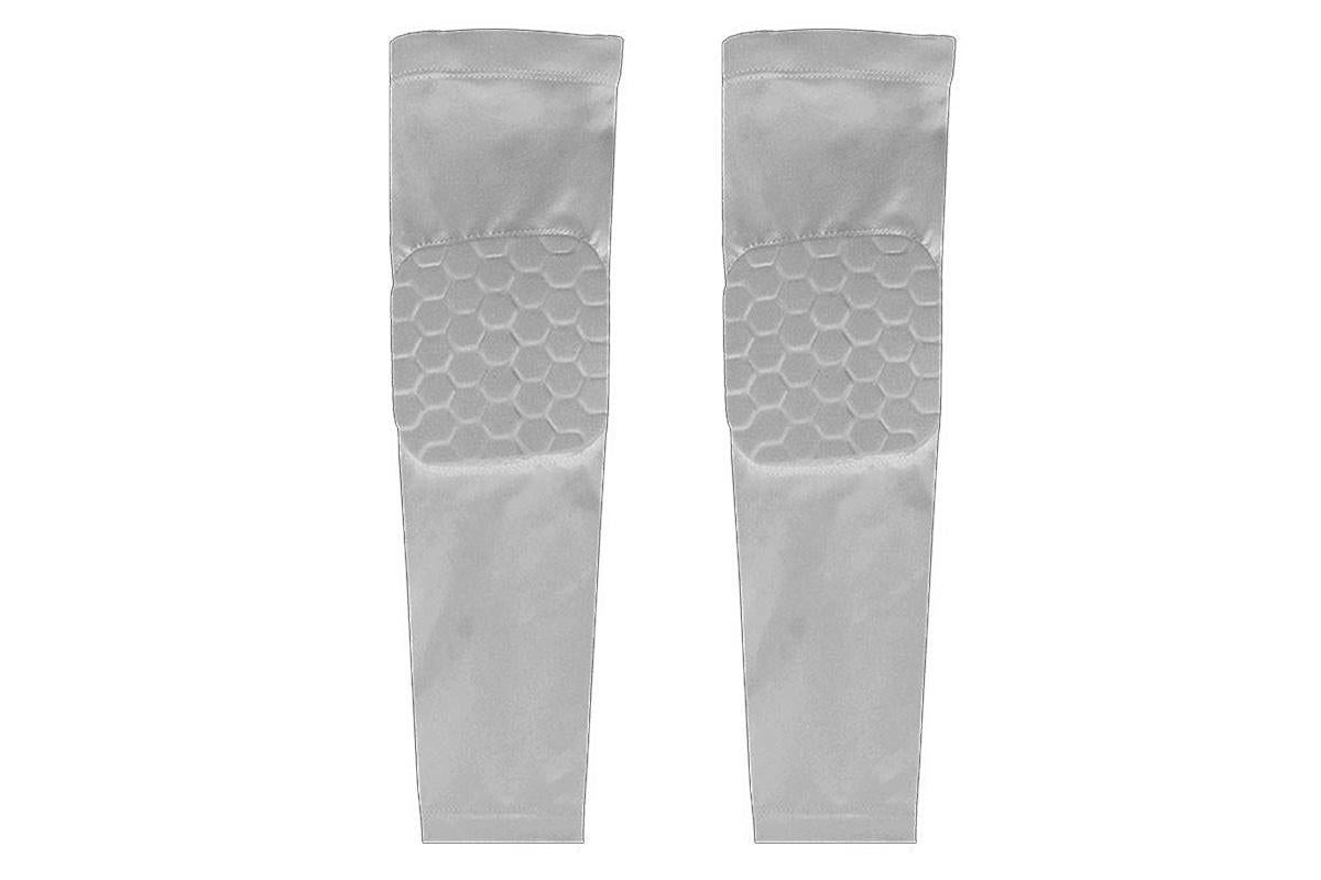 2 Pcs Tennis Elbow Compression Support Sleeve for Golfers Elbow Pain Relief Workout Weightlifting Elbow Brace with Honeycomb Lining -Light Gray / M