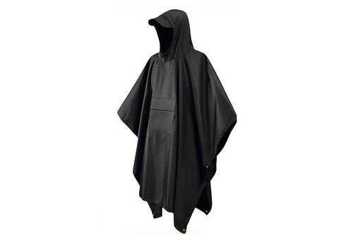 3 in 1 Portable Rain Poncho Waterproof Lightweight Emergency Raincoat with Pocket - Black