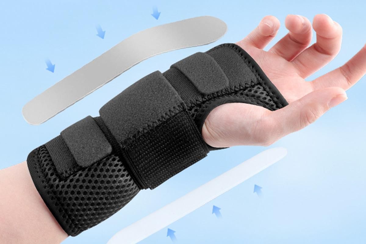 Adjustable Wrist Brace with Removable Steel Splint for Carpal Tunnel Support - Black & Left & S