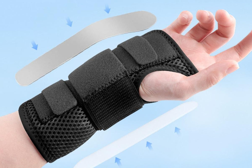 Adjustable Wrist Brace with Removable Steel Splint for Carpal Tunnel Support - Black & Right & S