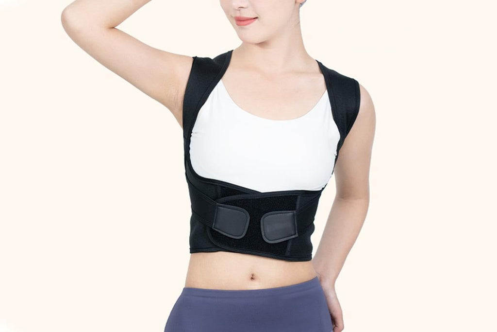 Adjustable Unisex Posture Corrector Shoulder Brace Belt Low Back Support For Women Men -Black / M