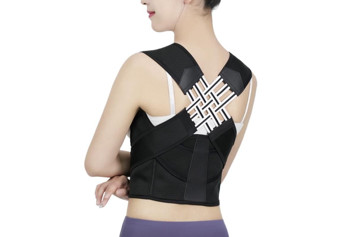 Adjustable Unisex Posture Corrector Shoulder Brace Belt Low Back Support For Women Men -Black / XL
