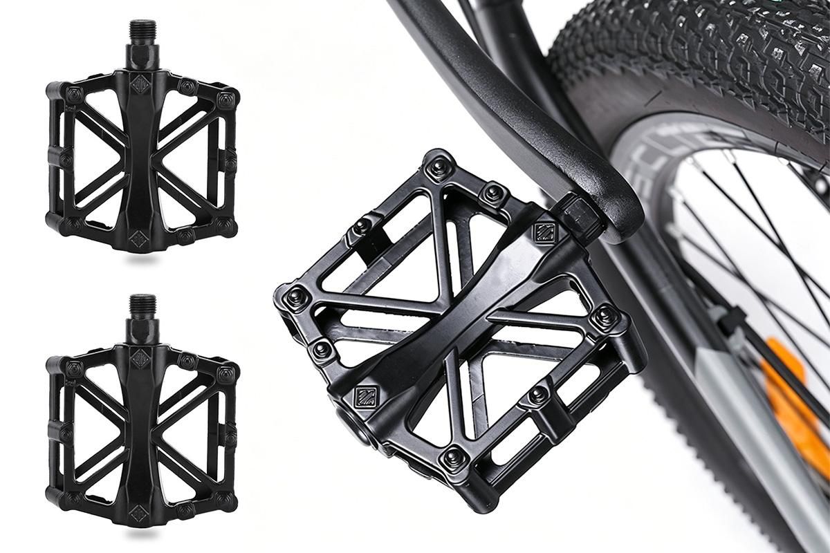 Aluminum Alloy Bike Pedals Wide Platform Lightweight Bicycle Pedals for MTB Road Bikes - Red