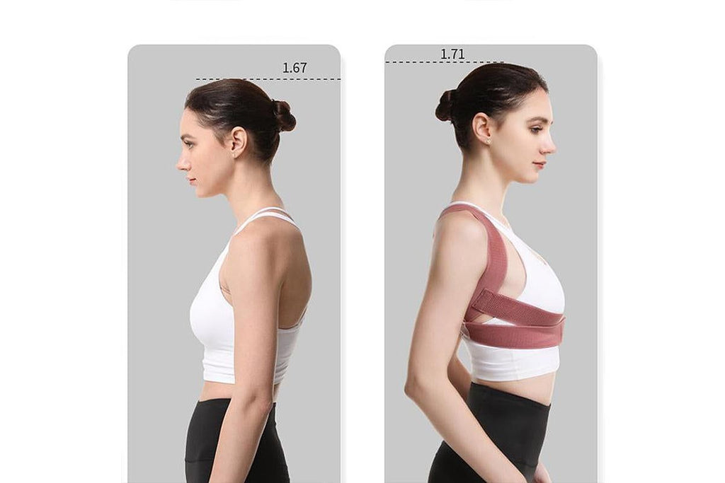 Posture Corrector Clavicle Support Back Straight Shoulders Brace Strap -Pink / L