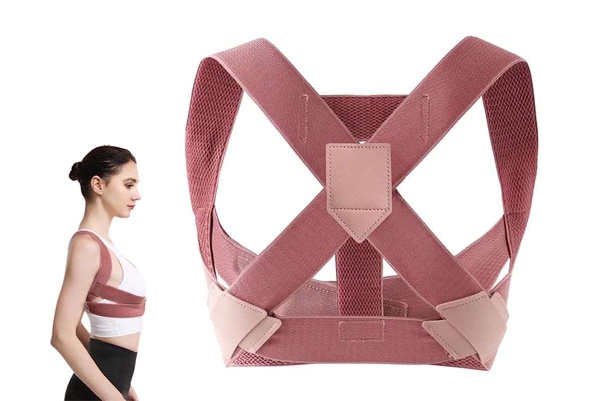 Posture Corrector Clavicle Support Back Straight Shoulders Brace Strap -Pink / L