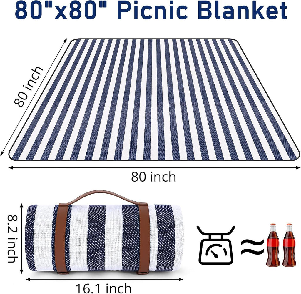 Outdoor Picnic Blanket Waterproof Mat Extra Wide Camping Tent Ground Sheet for Hiking and Outdoor Activities - Blue L