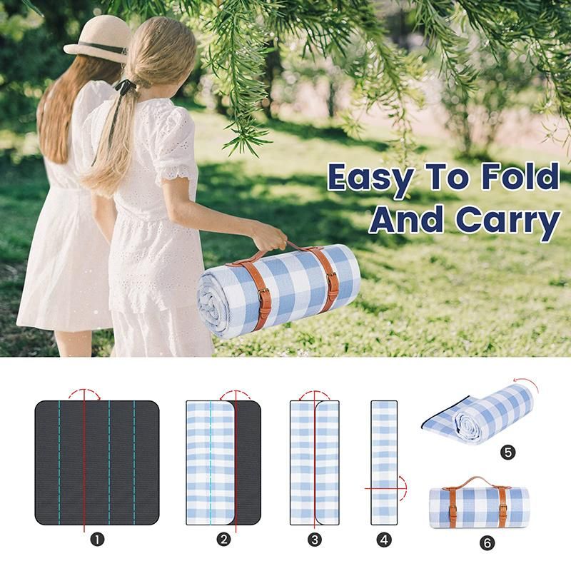 Outdoor Picnic Blanket Waterproof Mat Extra Wide Camping Tent Ground Sheet for Hiking and Outdoor Activities - Sky Blue L