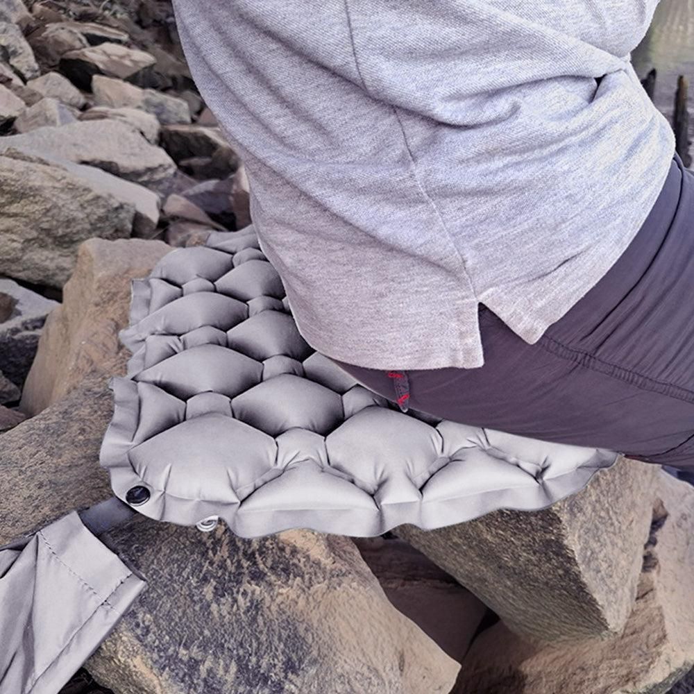 Foldable Inflatable Camping Seat Cushion Portable Seat Pad for Travel Outdoors Grey