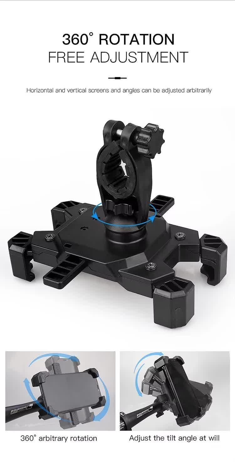 Black Secure Grip Bike Phone Mount Adjustable 360 Rotation Bicycle Handlebar Holder Universal Cradle For Mtb & Road Cycling Mounts & Holders