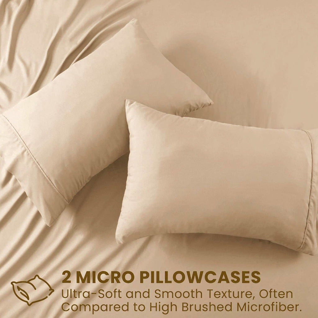 3 Piece Hotel Soft Microfiber Quilt Cover Set-2000TC Duvet/Donna Cover Set & Pillowcases -1 Quilt Cover Zipper Closure & 1 x Pillowcases-Breathable Bedding - Wrinkle, Fade, Stain Resistant(Camel Beige,Queen)