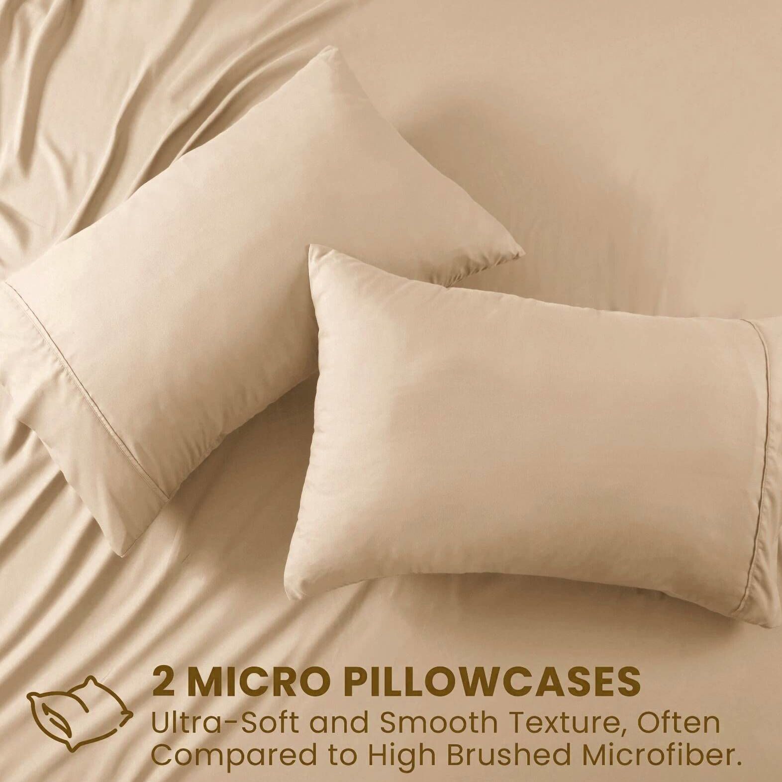 3 Piece Hotel Soft Microfiber Quilt Cover Set-2000TC Duvet/Donna Cover Set & Pillowcases -1 Quilt Cover Zipper Closure & 1 x Pillowcases-Breathable Bedding - Wrinkle, Fade, Stain Resistant(Camel Beige,Queen)