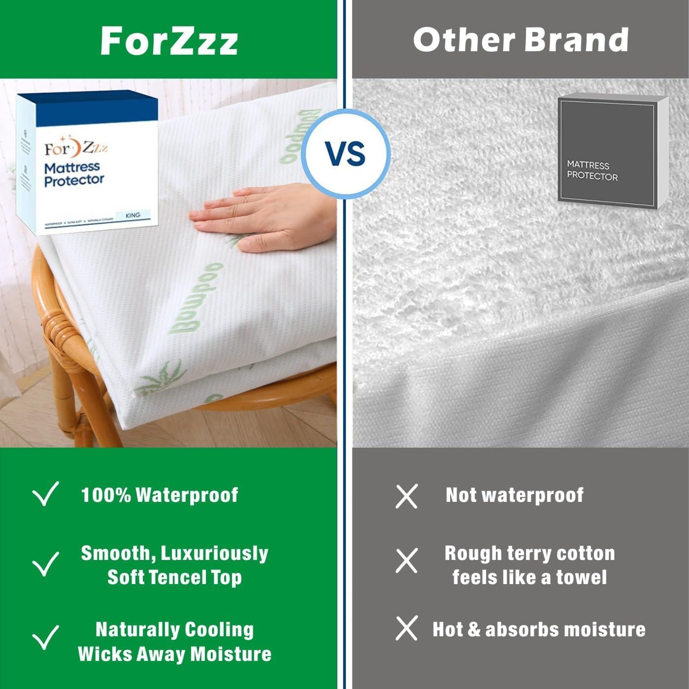 Bamboo Mattress Protector,Breathable Waterproof Mattress Cover,3D Air Fabric Cooling Bed Pad Cover, Deep Pocket 40cm(Queen,Green)