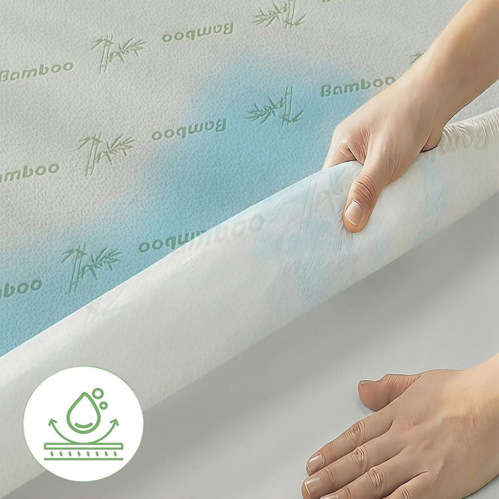Bamboo Mattress Protector,Breathable Waterproof Mattress Cover,3D Air Fabric Cooling Bed Pad Cover, Deep Pocket 40cm(Single,Green)