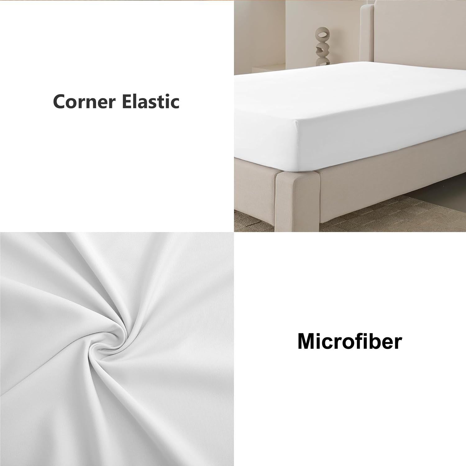 Hotel Quality Fitted Sheet - 1 Piece Fitted Sheet  -Breathable Bedding - Wrinkle, Fade, Stain Resistant- 16inch/40cm Deep Pocket Fitted Bed Sheet-Wrinkle and Fade Resistant,(White,King)