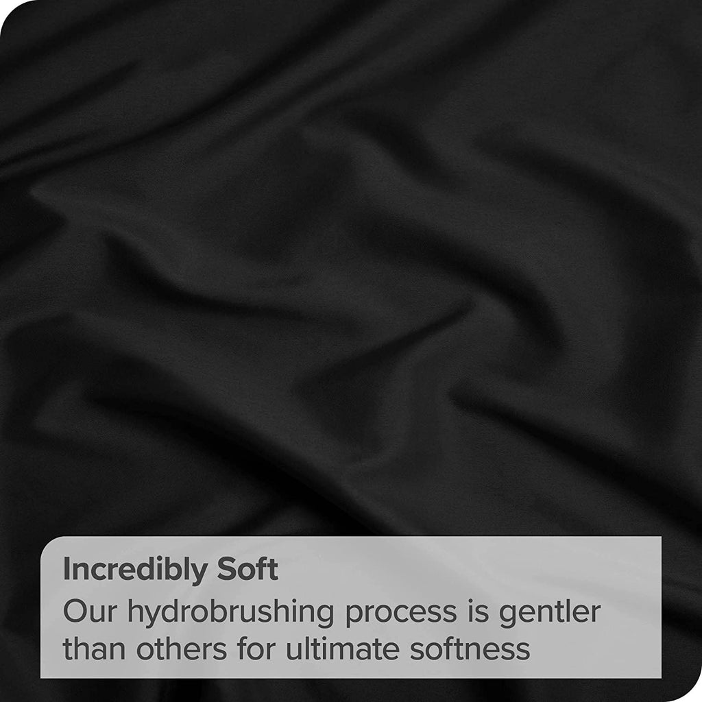 Hotel Quality Fitted Sheet - 1 Piece Fitted Sheet  -Breathable Bedding - Wrinkle, Fade, Stain Resistant- 16inch/40cm Deep Pocket Fitted Bed Sheet-Wrinkle and Fade Resistant,(Black,King)