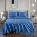 Art Silk Satin Sheet Set Hotel 4 Pieces Fitted/Flat Sheet Bedding Set-Luxury Soft Silky Sheets for Hair and Skin, Similar to Silk Bed Sheets Set 4 Pieces(King,Ocean)
