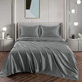 Art Silk Satin Sheet Set Hotel 3 Pieces Fitted/Flat Sheet Bedding Set-Luxury Soft Silky Sheets for Hair and Skin, Similar to Silk Bed Sheets Set 3 Pieces(King Single,Grey)