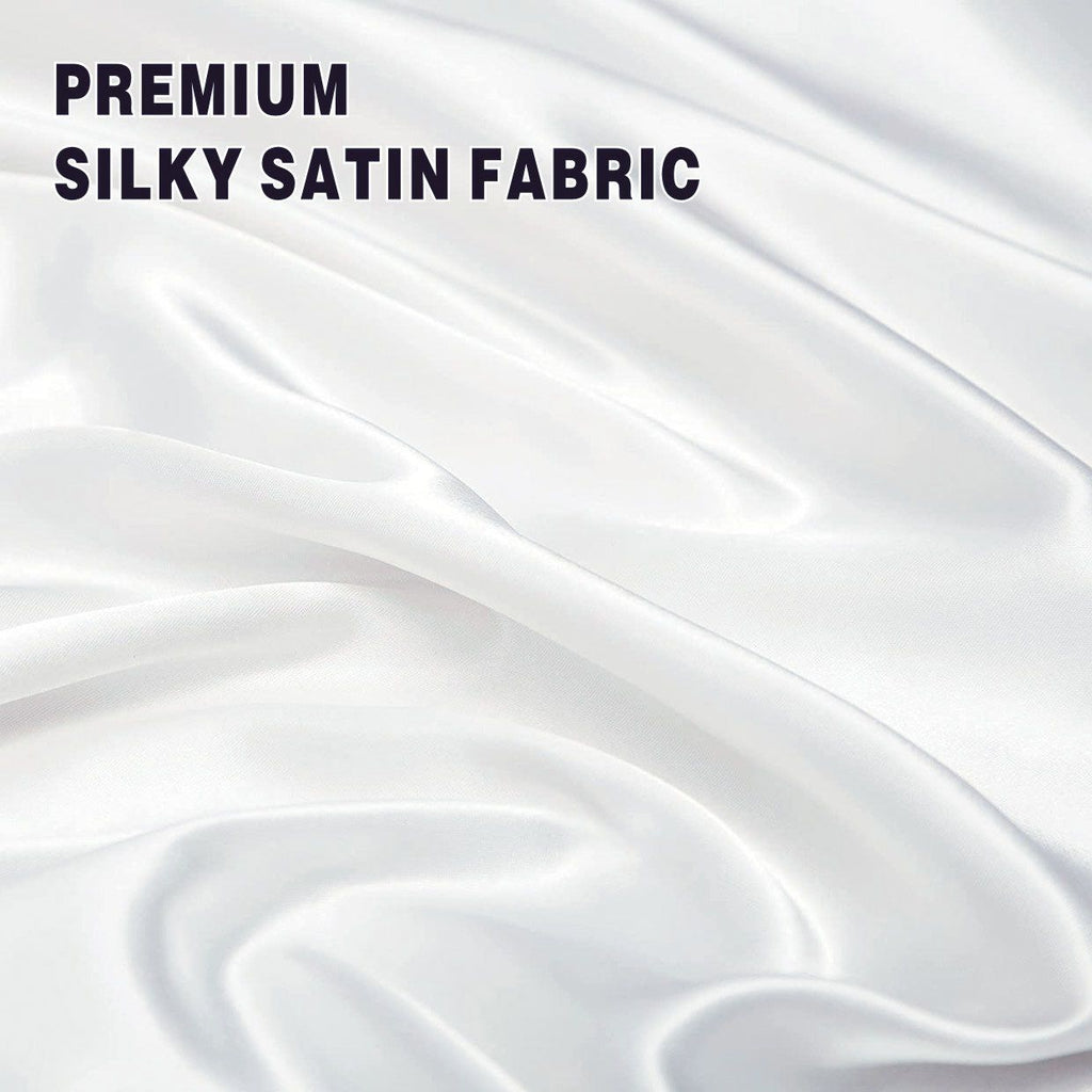 Art Silk Satin Sheet Set Hotel 4 Pieces Fitted/Flat Sheet Bedding Set-Luxury Soft Silky Sheets for Hair and Skin, Similar to Silk Bed Sheets Set 4 Pieces(Queen,White)