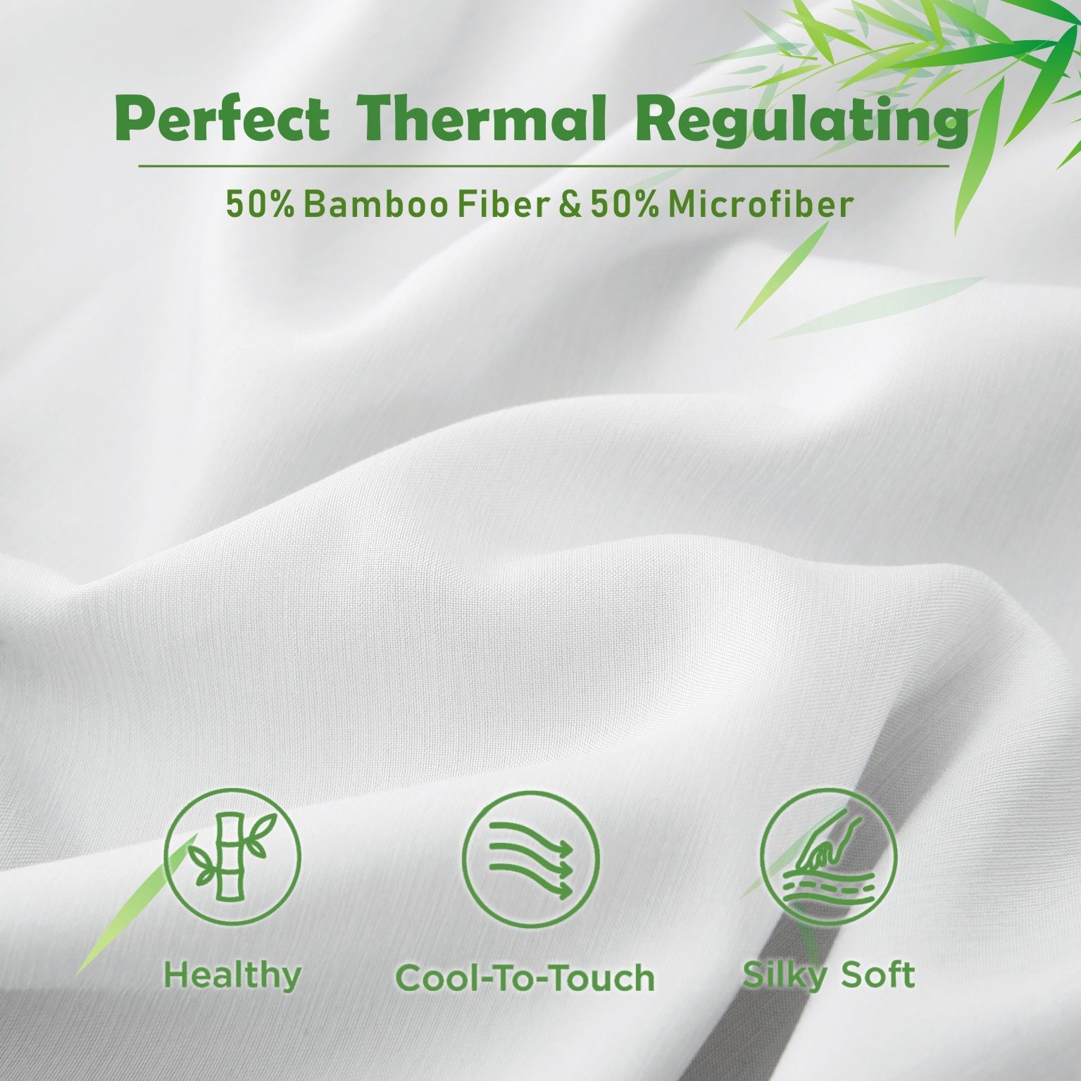3 Piece Hotel Bamboo Cooling Fitted Sheet Set & Pillowcase -Ultra Soft 2000TC Breathable Fitted Bed Sheets Set with 37 Centimetre Deep Pocket-Cooling Sheets for Hot Sleepers(White,Double)
