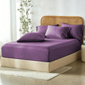 3 Piece Hotel Bamboo Cooling Fitted Sheet Set & Pillowcase -Ultra Soft 2000TC Breathable Fitted Bed Sheets Set with 37 Centimetre Deep Pocket-Cooling Sheets for Hot Sleepers(Purple,Super King)