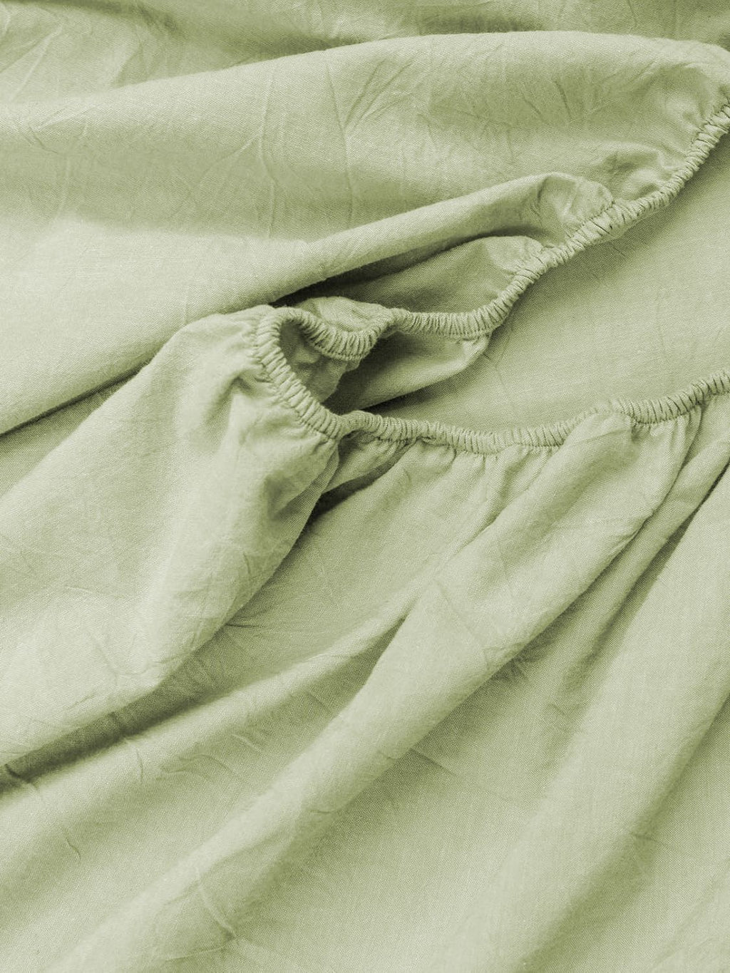100% Cotton Fitted Sheet - Super Soft 40cm Deep Pocket Bottom Sheets - White Elastic Sheet（Double,Green beans)