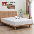 100% Cotton Fitted Sheet - Super Soft 40cm Deep Pocket Bottom Sheets - White Elastic Sheet（King Single,White)