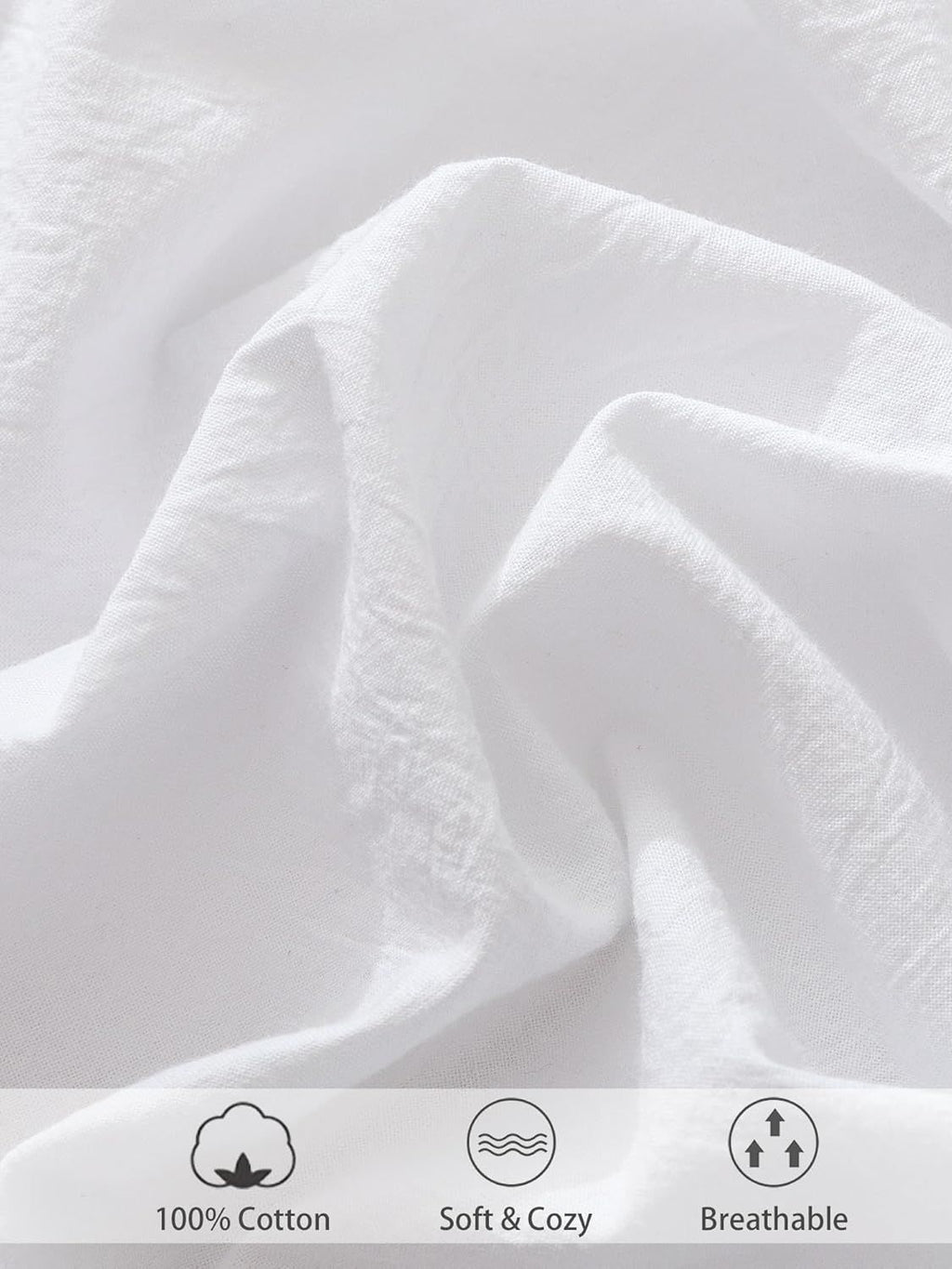100% Cotton Fitted Sheet - Super Soft 40cm Deep Pocket Bottom Sheets - White Elastic Sheet（King Single,White)