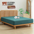 100% Cotton Fitted Sheet - Super Soft 40cm Deep Pocket Bottom Sheets - White Elastic Sheet（King Single,Biscay blue)