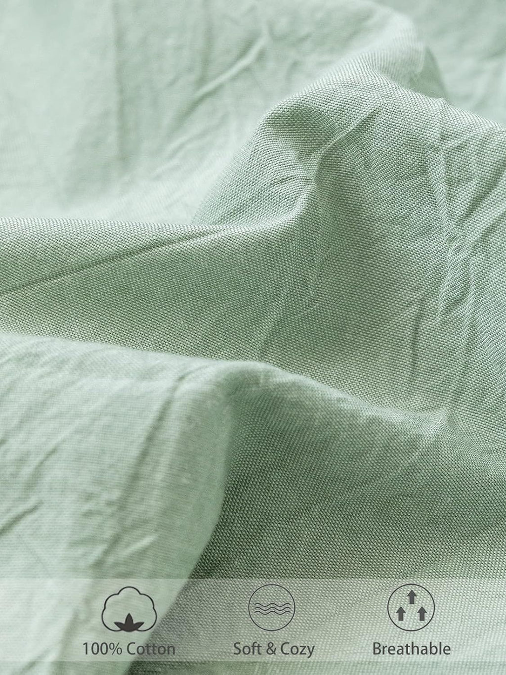 100% Cotton Fitted Sheet - Super Soft 40cm Deep Pocket Bottom Sheets - White Elastic Sheet（Queen,Green beans)