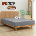 100% Cotton Fitted Sheet - Super Soft 40cm Deep Pocket Bottom Sheets - White Elastic Sheet（Single,Grey)