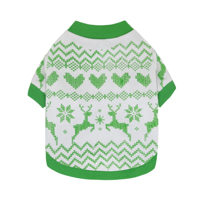 DROOLING DOG Pet Dog Cat Clothes Cotton T Shirt White background with green edge (Fawn) Size: S; Neck (cm): 24-28; Bust (cm): 32-38; Back length (cm): 22-25; Recommended pet weight (kg): 2.5 - 4.5