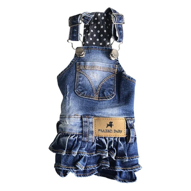 EBAERR Pet Denim Skirt Cotton Casual Style Light blue XL Bust 45 Length 34