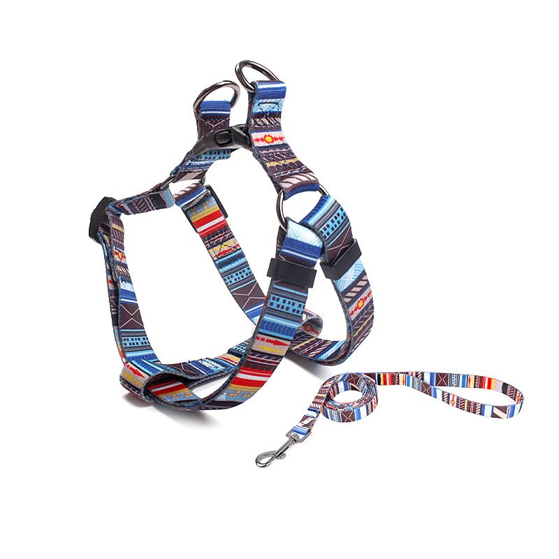 Pet Dog Chest Strap Harness Set Polyester Line (chest back + traction rope) M code