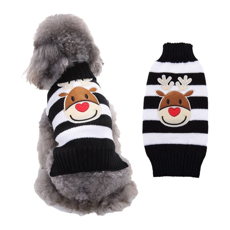Dog Sweater Acrylic Knit Christmas Black and White Deer XL Size: XL; Neck (cm): 38-44; Bust (cm): 50-58; Back length (cm): 36-40; Recommended pet weight (kg): 10.0 - 15.0