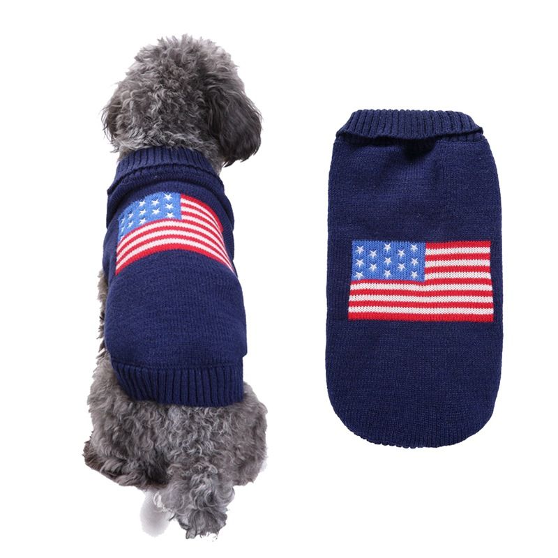 Dog Sweater Acrylic Knit Christmas Chao Brand Flag L Size: L; Neck (cm): 32-38; Bust (cm): 44-50; Back length (cm): 31-35; Recommended pet weight (kg): 7.0 - 10.0