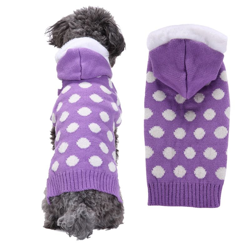 Dog Sweater Acrylic Knit Christmas White polka dot hat XXL