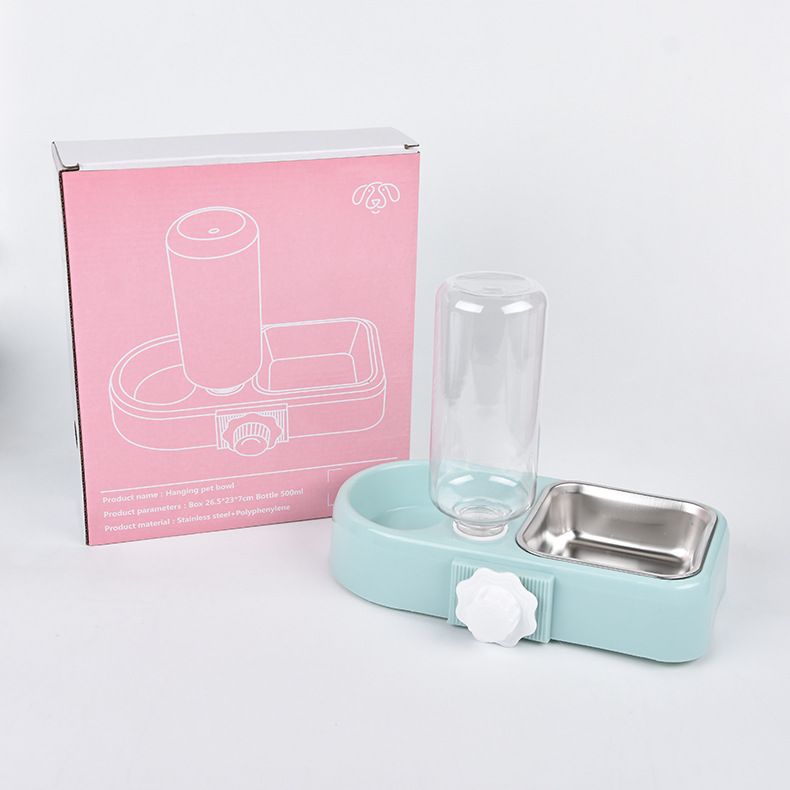 Pet Automatic Feeder Jiaming PP Stainless Steel 32 Pack Blue color box